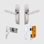 Dorset Zovi Door Handle on Plate 8" | Both Side Key Lock | 60mm Cylinder | Mortise Lockset for Home, Office, and Hotels, Silver