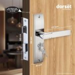 Dorset Zovi Door Handle on Plate 8" | Both Side Key Lock | 60mm Cylinder | Mortise Lockset for Home, Office, and Hotels, Silver - Image 4