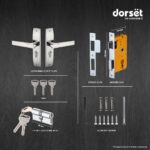 Dorset Zovi Door Handle on Plate 8" | Both Side Key Lock | 60mm Cylinder | Mortise Lockset for Home, Office, and Hotels, Silver - Image 3